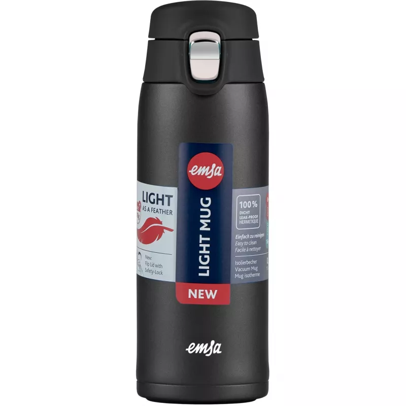 Ceļojumu krūze EMSA N2151700 0,4 L, melna matēta, paceļams vāciņš