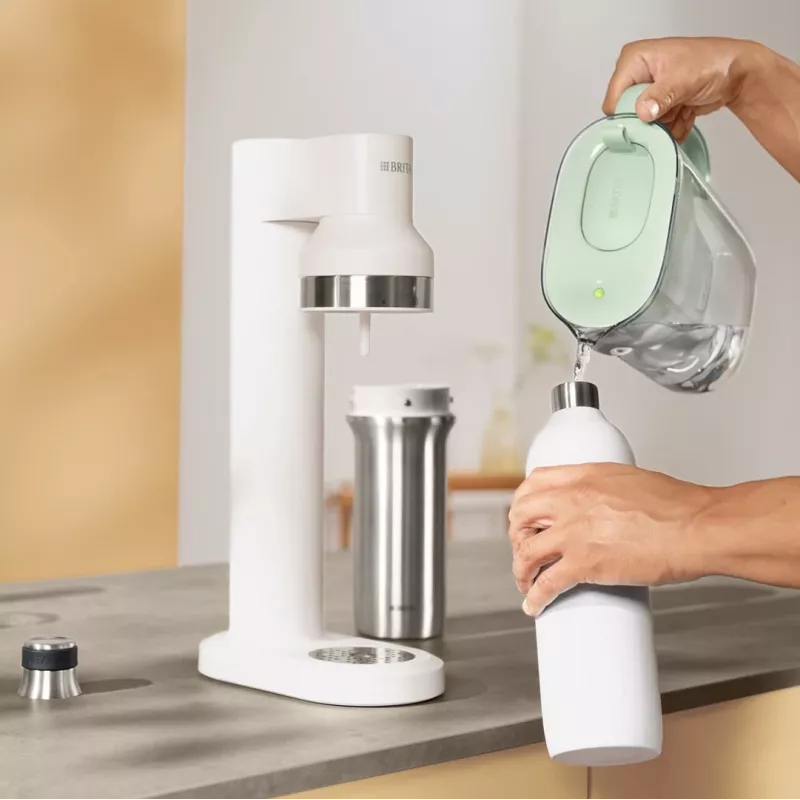 Pudele gāzētājam BRITA 1046735 — nerūsējošais tērauds, 1 L, 93 mm Ø, 305 mm augstums