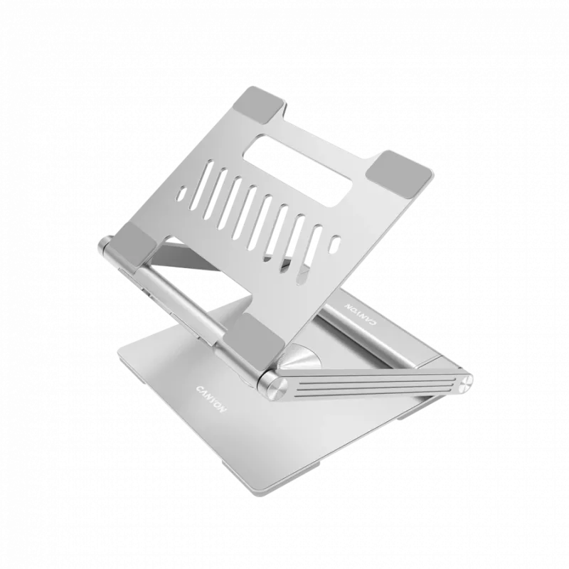 Canyon Laptop stands with hub, TYPE C F to HDMI2.0+2USB3.0+USBC3.0+RJ45+PD, TYEP C TO C cable 1m white with Emarker: HUSB332A, Material: Aluminum case