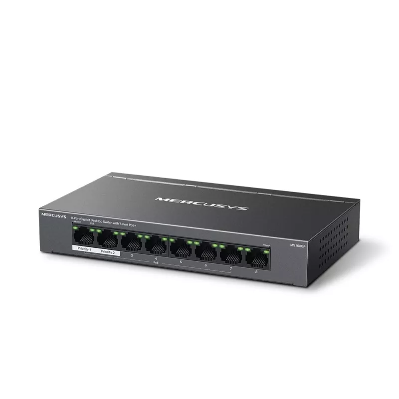 Mercusys MS108GP 8 portu Gigabit darbvirsmas slēdzis ar 7 PoE portiem