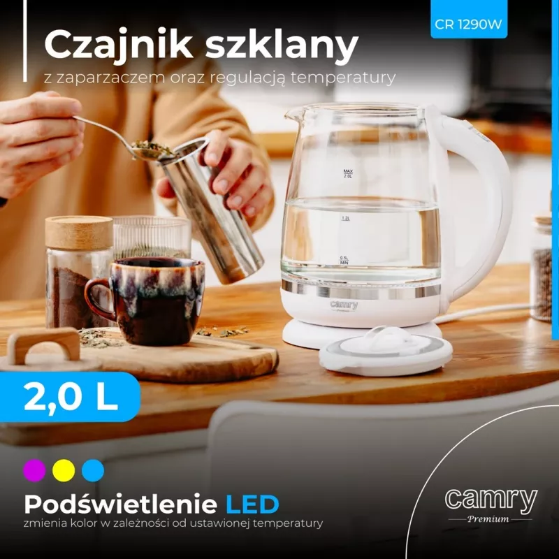 Elektriskā tējkanna CAMRY CR 1290w balta