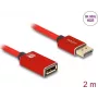 DeLOCK DisplayPort pagarinātāja kabelis 8K 60 Hz 2 m sarkans metāla bez fiksatora