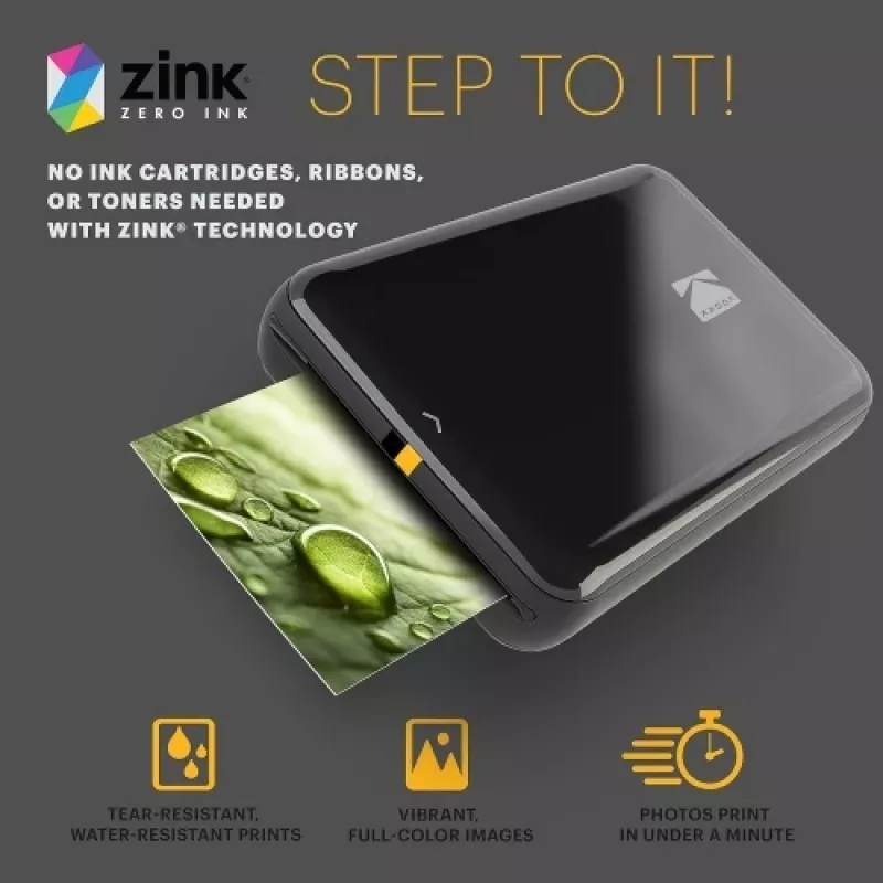 Kodak STEP Instant Mobile Photo printer Colour ZINK 2x3'' 1 ppm, Bluetooth, Melns