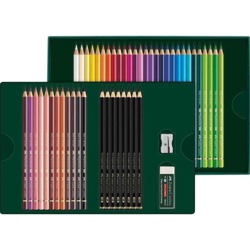 Eļļas bāzes zīmuļu komplekts Faber-Castell Polychromos & Pitt Graphite Matt, 48 gab., daudzkrāsains