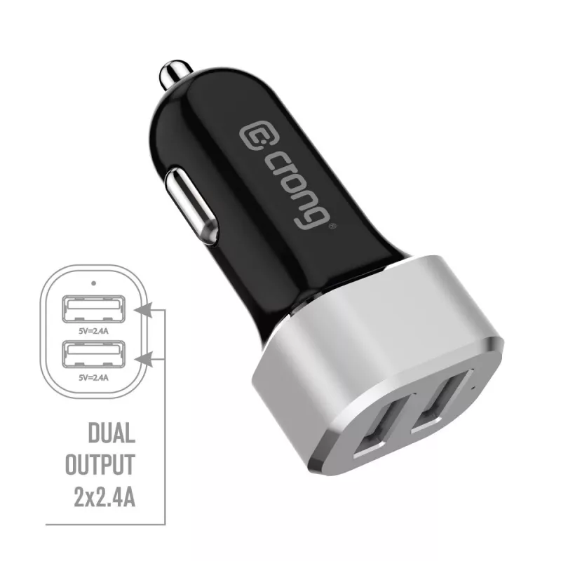 Auto lādētājs 2xUSB 2.4A alumīnijs