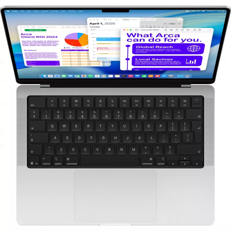 Apple MacBook Pro Sudraba MDE44D/A - 35,6cm (14''), M5 10-Kodolu Mikroshēma, 10-Kodolu GPU, 16GB RAM, 512GB SSD/ bez Barošanas Avota