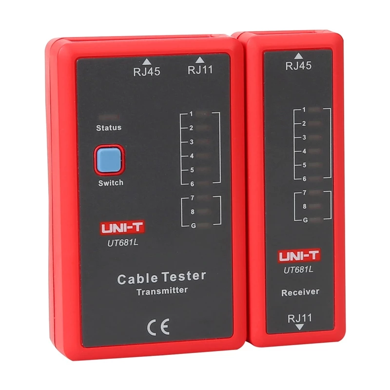 Tīkla kabeļu testeris UT681L RJ45 un RJ11 savienotājiem, nepārtrauktības un vadu pārbaude
