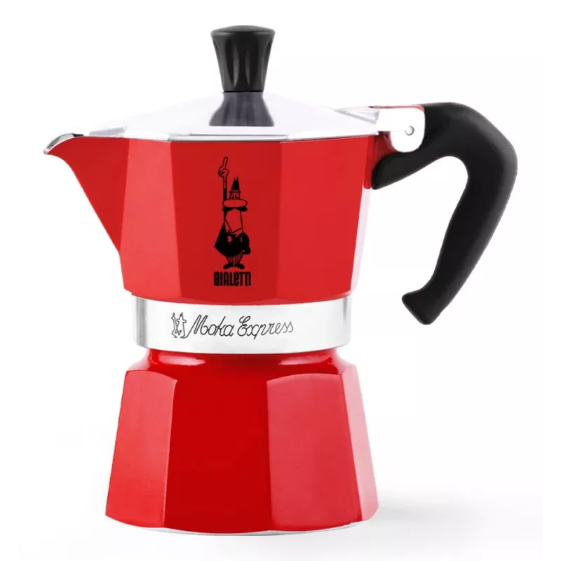 Manuāls moka katliņš BIALETTI 4941 sarkanā krāsā — alumīnija plīts virsmas turku stila kafijas automāts, 0,05 l