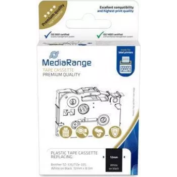 MediaRange plastmasas lenšu kasete Brother TZ-335 12mm 8m balta uz melna