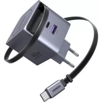 USB-C / USB-A ātrais lādētājs UGREEN 45W GaN 2 pieslēgvietas (modelis 65822)