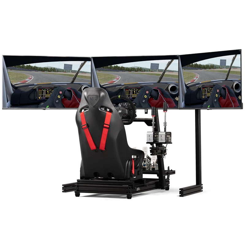 Next Level Racing Elite brīvi stāvošs trīs monitoru statīvs, 21–43 collas, melns