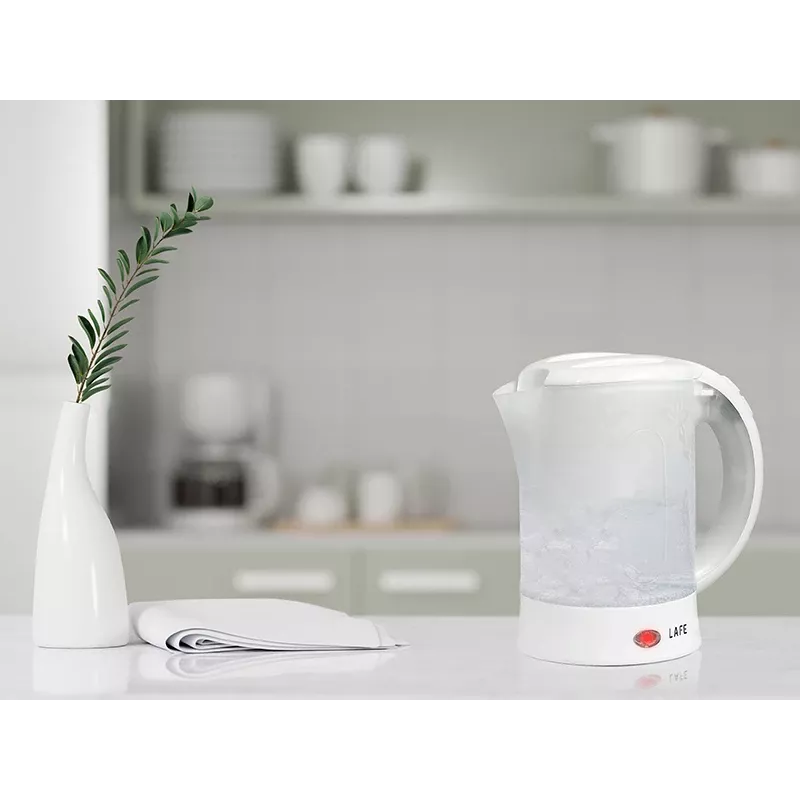 Elektriskā tējkanna LAFE LAFCZA45865, nerūsējošais tērauds, 0,6 L, 600 W, gaiši pelēka, eņģes bloķējams vāks