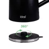 IDEAL tējkanna 1,7 l, tērauda korpuss, jauda 1500 W, melna