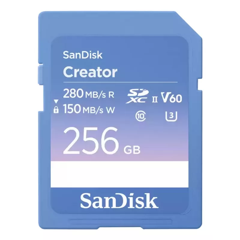 SanDisk Creator SD atmiņas karte UHS-II 256GB ar augstu pārsūtīšanas ātrumu līdz 280 MB/s