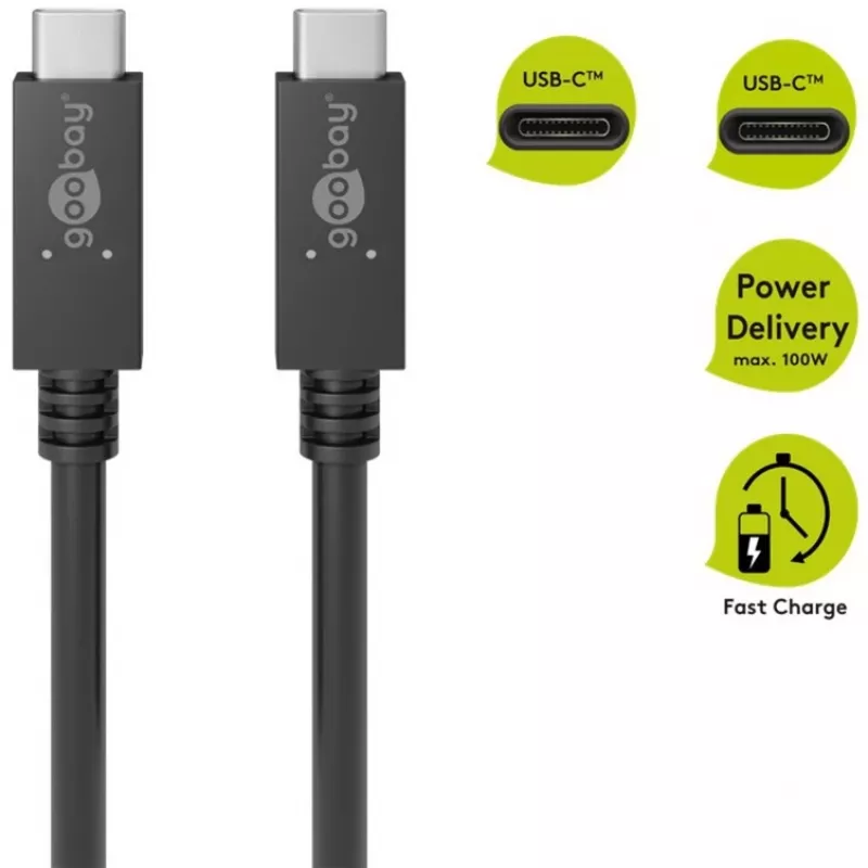 Goobay 49254 USB kabelis, melns
