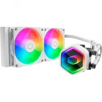 Šķidruma CPU dzesētājs Cooler Master MasterLiquid 240 Core II Balts — 240 mm, 2x 120 mm ventilatori (650–1750 RPM), uzmavas gultnis