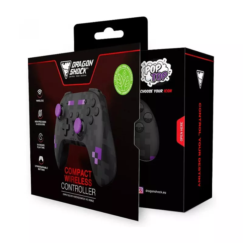 Dragonshock Controller Poptop Wireless Cubes melns slēdzis