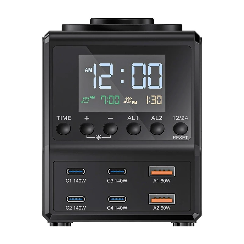 Modinātājpulkstenis BlitzWolf BW-FW10 ar 2×USB-A un 4×USB-C pieslēgvietām