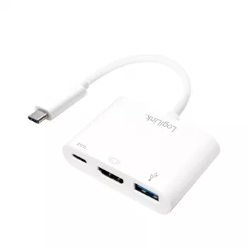 LogiLink 0.14m 2xUSB-C HDMI USB A Balts