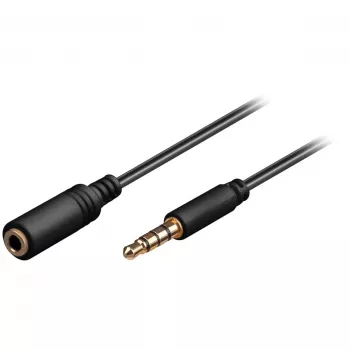 Wentronic Goobay 3,5 mm ligzdas pagarinātāja kabelis, melns, 3 m - 3,5 mm ligzdas spraudnis (4 kontaktu, stereo) > 3,5 mm ligzdas kontaktligzda (4 kontaktu, stereo) (62480)