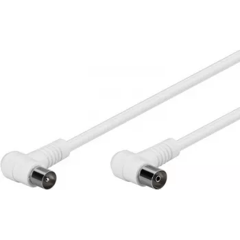 Wentronic Goobay antenas leņķa savienojuma kabelis, 100% ekranēts, balts, 1,5 m - koaksiālais spraudnis 90° koaksiālā ligzda 90° (67353)