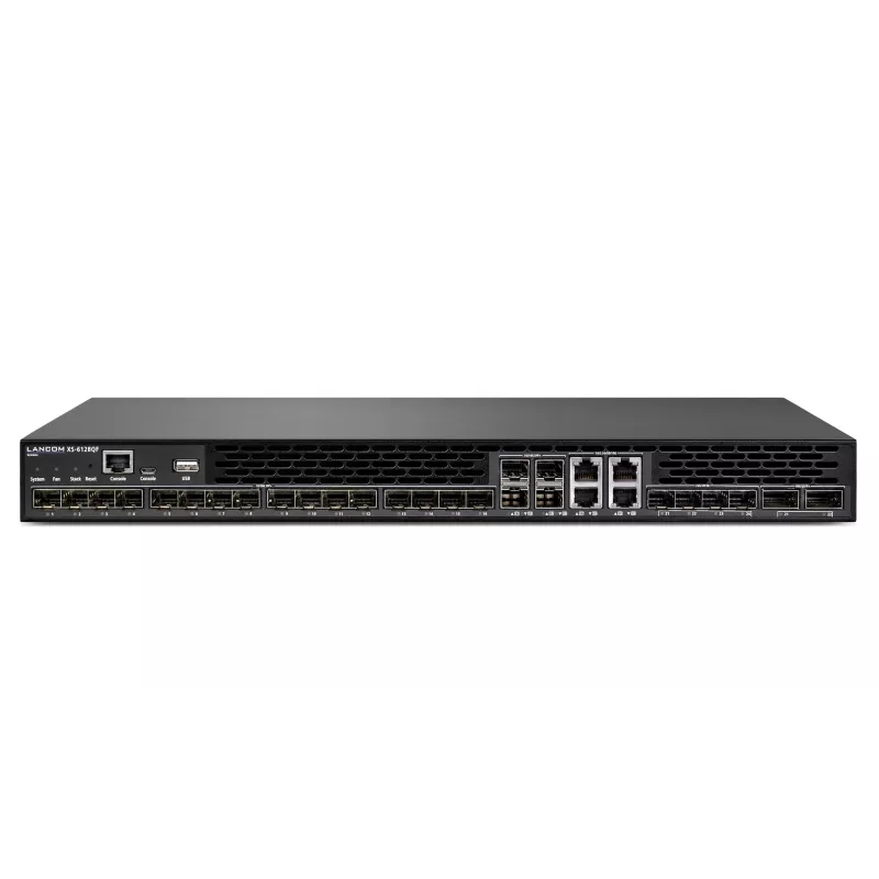 LANCOM XS-6128QF - Slēdzis - L3 - pārvaldīts - 16 x 10 Gigabit SFP+ + 4 x combo 10 Gigabit SFP+/RJ-45 + 4 x Combo 25 Gigabit SFP28 (augšupsaite) + 2 x Combo 40 Gigabit QSFP+ (augšupsaite) - gaiss