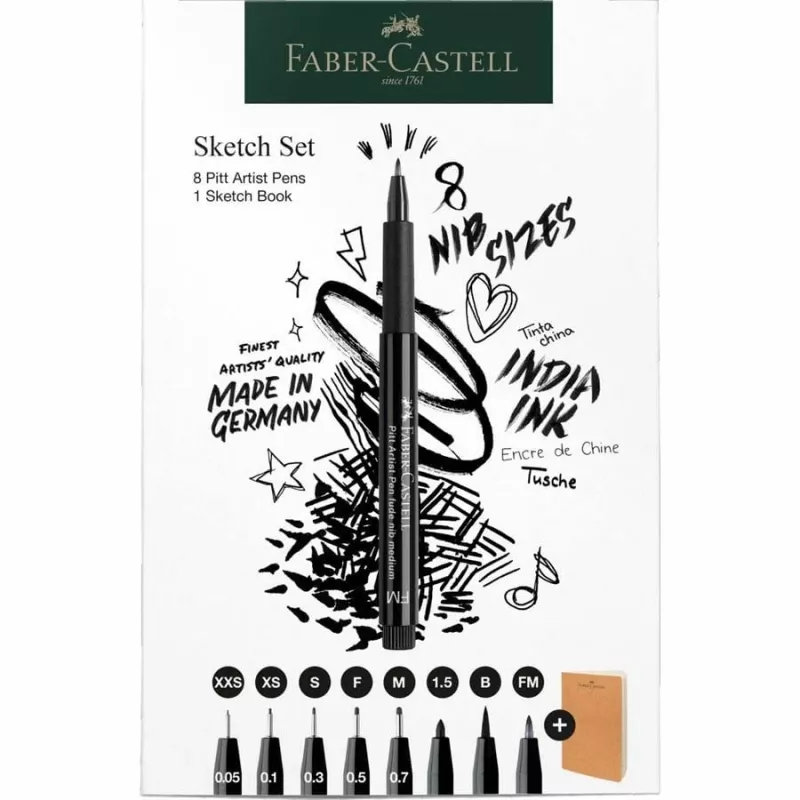 Faber-Castell 267102 smalkā rakstāmspalva Multi Melns 8 gab. Apaļš uzgalis