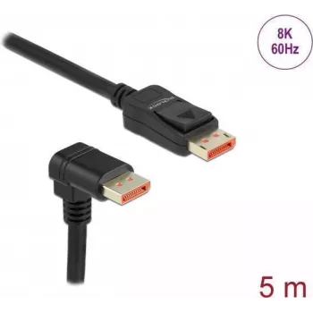 DisplayPort kabelis DeLOCK 8K 60 Hz 5 m vīrišķais taisnais uz vīrišķo 90° lejup vērstu leņķveida