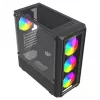 PC kuba korpuss SAVIO Noctis Glass RGB — Melns, ATX/Micro-ATX, 210×410×450 mm, 3×120 mm priekšējie ventilatori