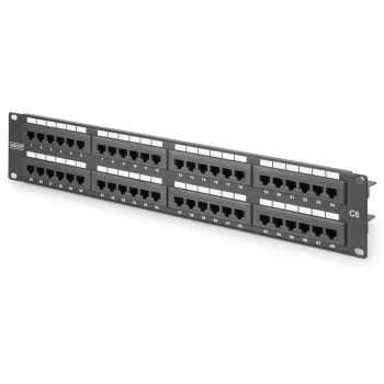 DIGITUS - Sadales panelis - RJ-45 X 48 - Pelēks, RAL 7035 - 2U - 48 porti (DN-91648U)