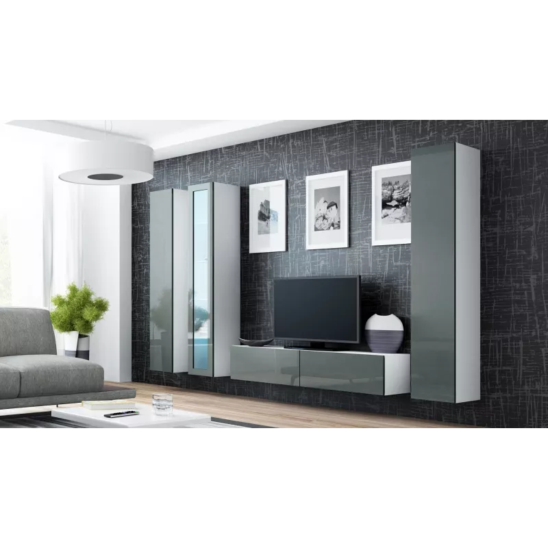 Cama Vitrīna VIGO '180' 180/40/30 balts/pelēks glancēts