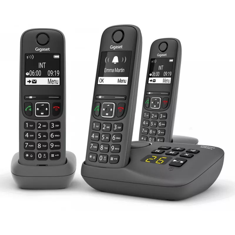 Analogais/DECT telefons Gigaset AE690A ar zvanītāja ID, bezvadu, 3 klausules