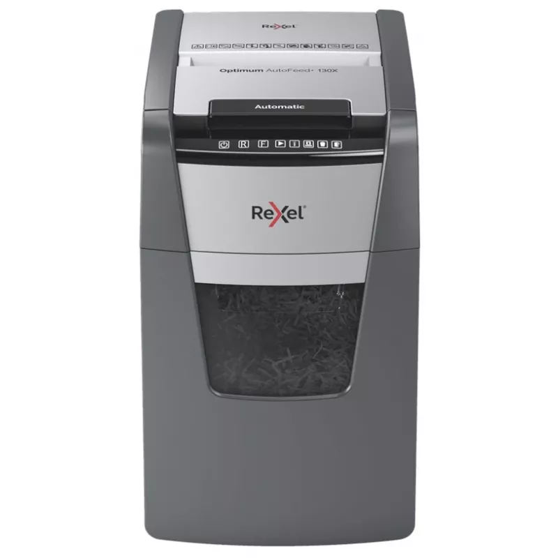 Rexel Optimum AutoFeed+ 130X papīra smalcinātājs Krustveida smalcināšana 55 dB 22 cm Melns, Sudraba