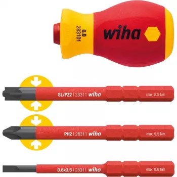 VDE īsais skrūvgrieža rokturis Wiha SB28310101, satvēriena diametrs 34 mm, izolēts