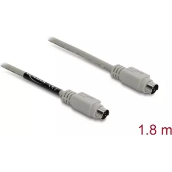 PS/2 kabelis DELOCK 87235 — 6‑kontaktu Mini‑DIN uz 6‑kontaktu Mini‑DIN, 1,8 m, bēšs