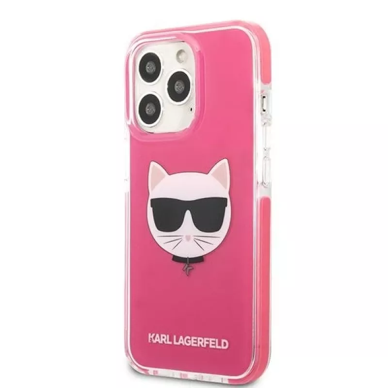 Karl Lagerfeld KLHCP13XTPECPI Iphone 13 Pro Max 6.7 ciets maciņš fuksijas krāsā/FUSCHIA Choupette Head