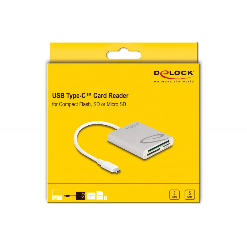 Karšu lasītājs DeLOCK 91005 USB 3.2 Gen 1 Type-C pelēks CF MMC MicroSD