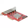 Delock PCI Express x4 karte ar 4 ārējiem SuperSpeed USB 10 Gbps (USB 3.2 Gen 2) USB Type-A sieviešu savienotājiem - USB adapteris - PCIe 3.0 x4 - USB 3.2 Gen 2 x 4 (90481)