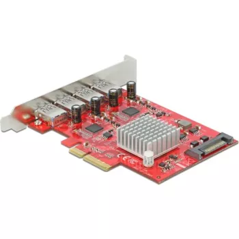 Delock PCI Express x4 karte ar 4 ārējiem SuperSpeed USB 10 Gbps (USB 3.2 Gen 2) USB Type-A sieviešu savienotājiem - USB adapteris - PCIe 3.0 x4 - USB 3.2 Gen 2 x 4 (90481)