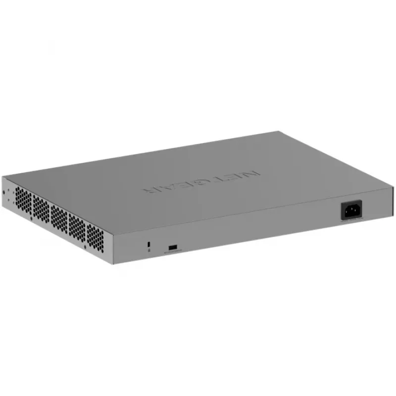 Vadāms Gigabit PoE komutators NETGEAR GS752TXUP — 48× Gigabit RJ-45, 10G atbalsts, 1U statīvs, 176 Gbit/s komutācijas jauda
