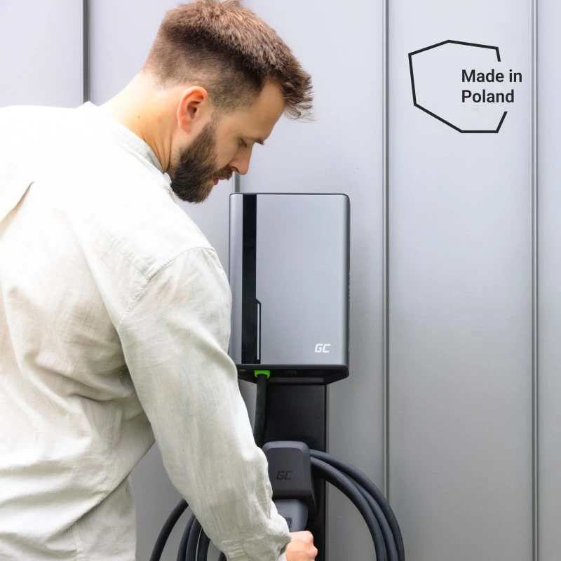 Wallbox zaļa Cell GC EVGC021B2250 3.6-22 KW 5m NFC pelēks alumīnijs