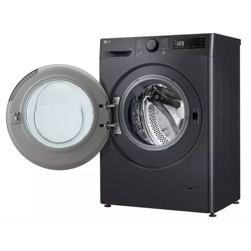 Veļas mazgājamā mašīna LG F2WR508S2M — ar priekšējo ielādi, 8 kg, 1200 apgr./min, A efektivitātes klase, 60×48 cm, LED, vidēji melna