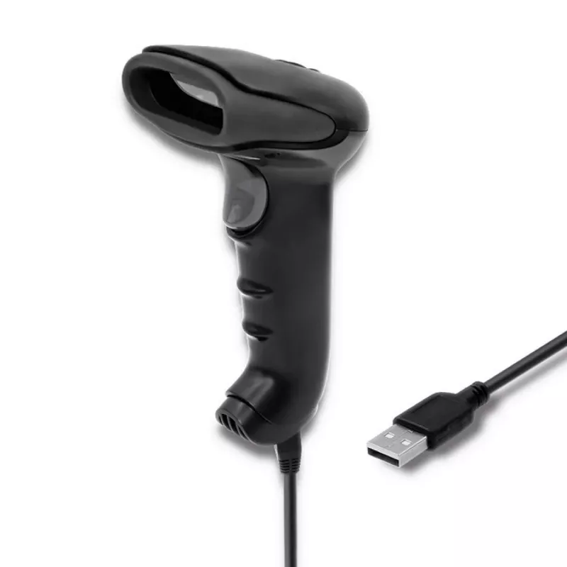 Rokas svītrkodu lasītājs QOLTEC 50868 — 1D/2D lāzera skeneris, USB vadu un bezvadu, darba attālums 600 mm, melns