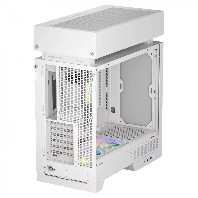 Desktop PC case DeepCool CL6600 WH — balta, supports ATX/PS2/SFX/SFX-L PSUs, 140 mm front, 120/140 mm top/rear, 2.5 inch & 3.5 inch drives