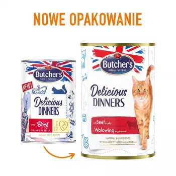 Mitrā kaķu barība butcher's Delicious Dinners 400 g — Liellopu gaļa, bez graudiem, pieaugušiem kaķiem