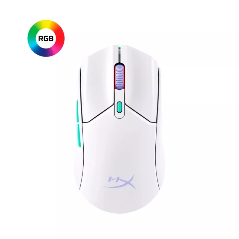 HyperX Pulsefire Haste 2 Core Wls - Spēļu pele (Balta/Zaļa/Purpursarkana)