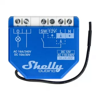 Viedais relejs Shelly Qubino Wave 1 Plastmasa 110–240 V 16 A, Z-Wave 868,4 MHz, zils, stiprināms pie sienas