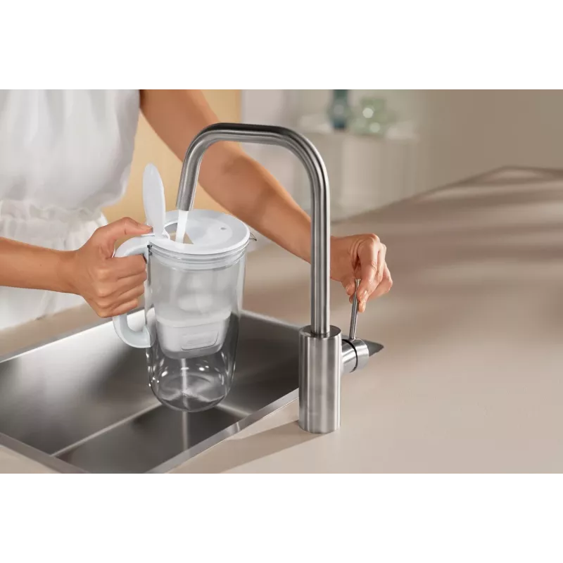 Ūdens filtrēšanas krūze BRITA Glass+1 Maxtra Pro pelēka, 2,4 L kopējā / 1,5 L filtrētā, Maxtra Pro PP filtrs