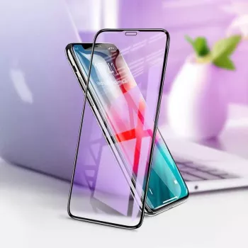 Rūdīta stikla ekrāna aizsargs Devia Van Anti-blue Ray iPhone XR 6.1, melns