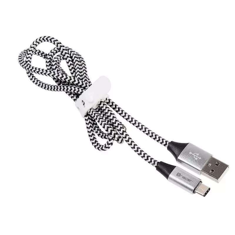 Kabelis USB 2.0 Type-C vīriešu - C vīriešu 1,0m melns-sudrabs